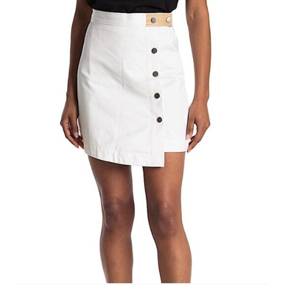 BLDWN NWT White Button Front Mini Alexis Skirt in Optic White // 2 - Picture 1 of 10